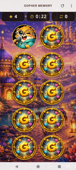 Voorbeeld van Gopher Memory in de app